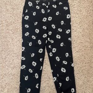 Talbots Black and White Floral Ankle Pants